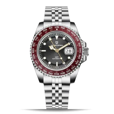 Pagani Design GMT NH34 Automatic Men's Watch With Black Dial / Red Bezel